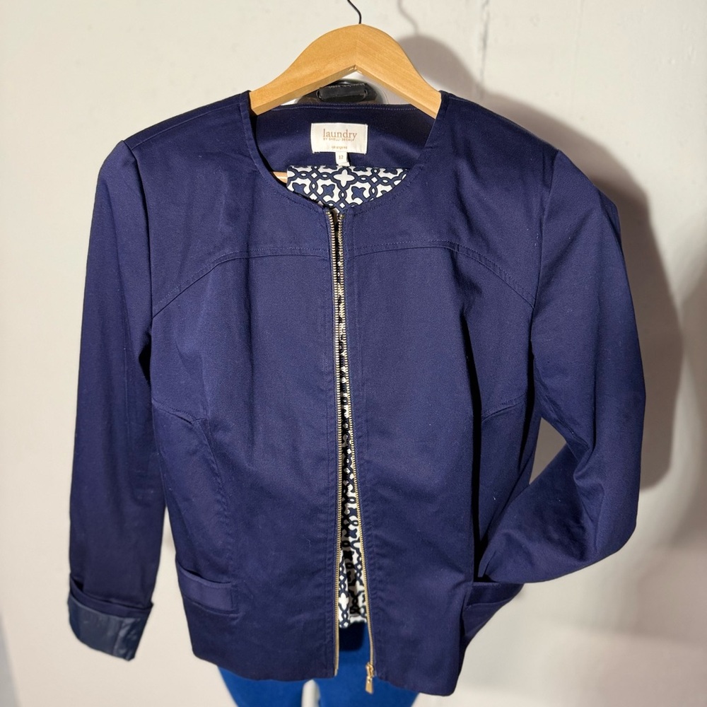 Laundry by Shelli Segal Women's Navy Jacket & print pants separates